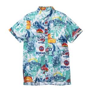 Born Fly Beach House Men's MEDIUM Button Up Short Sleeve Hawaiian Camp Shirt